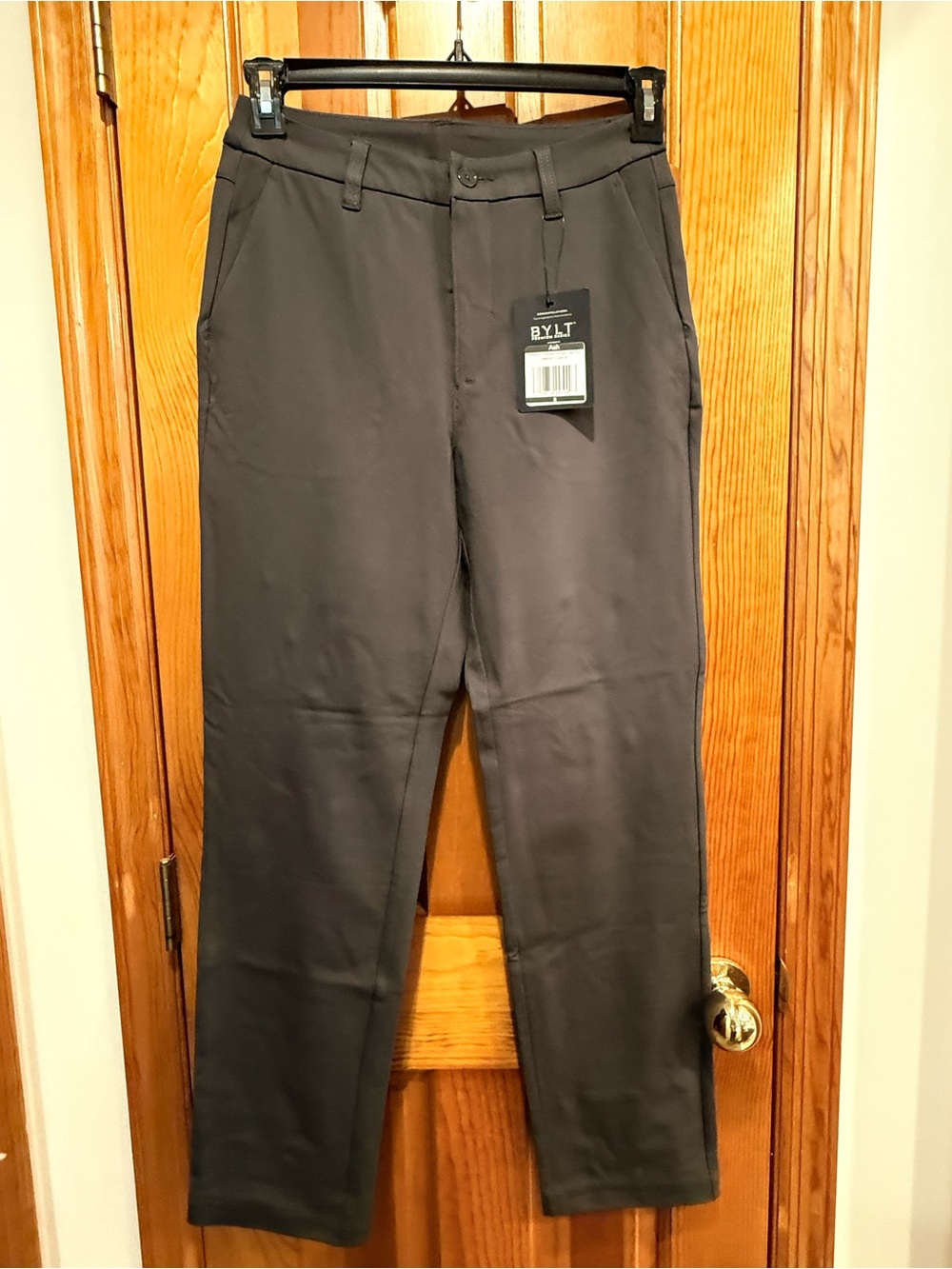BYLT Basics Straight Leg Pants in Charcoal Gray